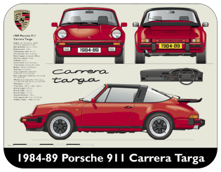 Porsche 911 Carrera Targa 1984-89 Place Mat, Medium